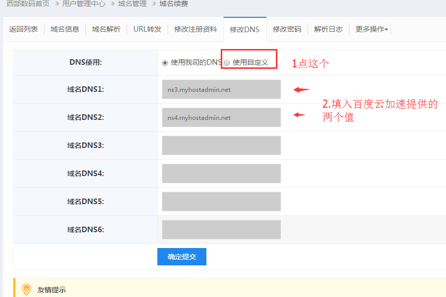 在自定義dns中，填入新的dns值